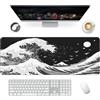 Giecy Tappetino mouse XXL gaming,Mousepad 900 x 400mm, tappetino scrivania grande dimensioni con base in gomma antiscivolo per tastiera, PC(Onda del mare-Versione HD)