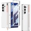 Clatoxi Custodia per Samsung Galaxy Z Fold 7 con Gear-Pushed Pen Supporto & Protezione per lo Schermo e Protezione con Cerniera Magnetica, Cover Rigida in PC con Supporto per Z Fold 7, Senza S Pen (Argento)