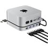 Stouchi Mac mini M4 Dock per Mac mini M 4/M 4 Pro (2024), hub M4 con alluminio 3 USB 3.0 (5 Gbps), 1 lettore di schede micro SD e TF (104 MB/s), dock di espansione per M ac Mi NI-silver