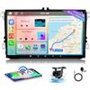Hikity 8 Core 4+64GB Android 15 Autoradio per VW Golf 5 6 Passat Polo Tiguan Touran Caddy Skoda CarPlay Android Auto Senza Fili Bluetooth 9 Radio Auto Schermo con DSP Navi WiFi Bluetooth FM SWC
