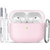 TNSNK Custodia protettiva antiurto in silicone per AirPods Pro 3 (2025), con Clean Kit & Keychain, supporto di ricarica wireless - Rosa chiaro