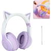 Gugxiom Cuffie Cat Ear, Cuffie da Gioco Wireless Tramite Bluetooth Cavo AUX da 5.1/3.5mm, Cuffie Pieghevoli con Luci LED a 7 Colori e 4 modalità LED per Ragazze, Adulti(Viola)