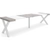 Skraut Home | Consolle allungabile | Tavolo consolle allungabile | 300 | Per 14 persone | Gambe in legno | Stile moderno | Bianco e cemento