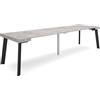 Skraut Home | Consolle allungabile | Tavolo consolle allungabile | 300 | Per 14 persone | Gambe in legno | Stile moderno | Cemento