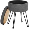 SONGMICS Sgabello Pouf Contenitore, Cassapanca Rotonda, Sgabello Toeletta, 39 x 44,1 cm (Diam. x A), Gambe in Metallo, Sedile Imbottito, Soggiorno Camera da Letto, Grigio Ardesia LOM002G01