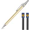 OFFCUP Set Matite Meccaniche, 0.5mm Portamine in Metallo, Art Matite Con 2 Tubo HB Mine per Artista, Studenti, Bambino - Disegno, Scrittura, Schizzi (Oro)