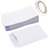 LAMXD 100 Buste Piccole Sacchetto di Carta con Nastro Biadesivo, Buste di Semi per Monete, Perline, Francobolli, 10 x 6 cm, Bianco