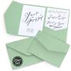 Japun - Set di 25 biglietti Pocketfold con buste formato B6, verde | Cartoncini carta kraft 230 g/m² con buste 120 g/m², pochette per inviti, partecipazioni e inviti di nozze da personalizzare