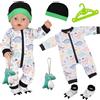 Xerteam 5 vestiti per bambole da 35-45 cm, abiti verdi per bambole da 35-45 cm, con tuta da dinosauro, cappello, calzini, ciondoli, vestiti per bambole in stile cartone animato, per bambole da 43 cm, regali