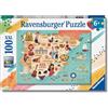 Ravensburger - Puzzles XXL Mappa Della Spagna E Del Portogallo | Puzzle Bambini 6 Anni In Su | Puzzle Ravensburger 100 Pezzi | Giochi Per Bambini 36 X 49 Cm | Regalo Bambino 6 Anni O Più