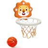 MAYAPHILOS Mini cestino da basket per la stanza, con leone portatile, con palline gonfiabili, giocattolo da basket appiccicoso con ventosa per bambini dai 3 anni in su