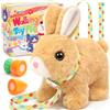 Tagitary Giocattoli di peluche a forma di coniglietto, giocattolo elettronico con suoni, orecchie oscillanti, bocca e naso che si contraggono, giocattolo interattivo per bambini con guinzaglio, regalo