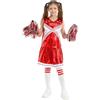 Wizland ragazze Cheerleader Outfit con Pom Poms e Calzini, Bambini High School Musical Cheerleader Costume Fancy Abito per Halloween Carnevale 12-14 anni (rosso)