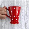 City to Cottage® Tazza da Caffellatte, Caffè Americano e Tè con Ampio Manico | Realizzata e Dipinta a Mano in Ceramica | Fantasia con Puntini a Pois Rosso e Bianco | Idea Regalo