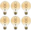 SD LUX G80 E27 Vintage Globe Decorative Edison Lampadine LED (non dimmerabili) 6W 450lm (Equi. 40W), CRI>90, 2200K bianco caldo (6, G80-ambra)