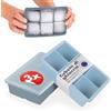 Blumtal Set di 3 stampi per cubetti di ghiaccio in Silicone - 6 stampi per cubetti di ghiaccio con coperchio - Stampo per cubetti di ghiaccio in silicone senza BPA - 2x grigio blu + blu chiaro