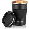 VETIN Termos Caffè 380 ml in Acciaio Inox 304, Tazza Termica Caffè a Doppia Parete Sottovuoto, Thermos Caffe da Viaggio con Coperchio Ermetico e Base Antiscivolo
