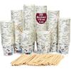 gobecups 200 Bicchierini Caffè Carta Cartone 110 ml 4 oz con Mescolatori. Bicchierini caffè con mescolatori in legno per compleanno, baby shower e riunioni; bicchieri carta per espresso