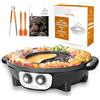 Food Party Hot Pot Elettrico Griglia Elettrica Senza Fumo 220V 2200W 2 in 1 Hotpot Cinese Pentola Calda Electri Korean Grill Barbecue Shabu Shabu Hot Pot