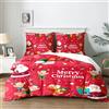 Yzehomijia Set Natale Copripiumino Matrimoniale 220×240cm, Rosso con Babbo Natale e alce, 1 lenzuola di matrimoniali+2 Federe 65x65cm, 3 Pezzi in Microfibra Lavabile in Lavatrice.（R3×220）
