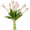 Laelfe Tulipani Finti Tocco Reale, Tulipani Artificiali Realistici in Lattice Bouquet di Fiori Finti per Festa Matrimonio Centrotavola Casa Camera Decorazione (10 Pezzi, Rosa)