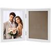 TESSTSY Cornice Doppia Pieghevole 13x18cm, Portafoto Doppio da Tavolo, Portafoto Pieghevole in Legno, Cornice Foto Legno con vetro, per Camera da Letto, Soggiorno e Ufficio (Bianco)