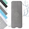 OUTALIZ Tappetino Doccia Antiscivolo, 100x40cm Tappeto Doccia con Ventose, Tappetino Docce in PVC Antiscivolo, Tappeto Bagno Antiscivolo Lungo con Fori di Drenaggio, per Sauna, Grigio