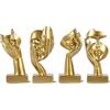 oliruim Set di 4 statuette dorate astratte, scultura moderna design per soggiorno, oggetti decorativi per casa, decorazioni libreria, statuette per scaffale, scrivania e tavolino (Oro)