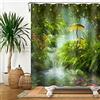 Bovlleetd Tenda da Doccia Fantasia Bosco Incantato 183x188cm Paesaggio Naturale con Piante Verdi Foglia di Loto Pietra Fungo Impermeabile Lavabile in Poliestere con 12 Ganci per Bagno Vasca da Bagno