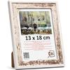 3-B Cornice portafoto Salo Duo - Bianco vintage (Rustical con venature del legno visibile)/Bianco - 13 x 18 cm - Cornice in legno, cornice portafoto con vetro acrilico