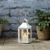 Lights4fun Lanterna Bianca in Metallo di 25 cm con Candela a LED TruGlow® con Timer per Interni ed Esterni