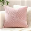 Sungeek 1 Pezzi Federe Cuscini 50x50 in Morbido Velluto a Coste, Fodere per Cuscini Decorativi con Motivo a Strisce e Patchwork Pinwheel Copricuscini Cuscino per Divano Letto Soggiorno, Rosa