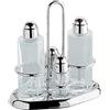 PINTINOX Oliera 4 Posti Nouvelle Cuisine, Elegante Set per Olio, Aceto, Sale e Pepe in Acciaio Inox e Vetro
