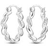 Parmuz Orecchini a Cerchio da Donna in Argento Sterling 925 Intrecciati Leggeri con Zirconi Cubici