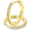 FaithHeart Strass Orecchini Argento S925 12mm Orecchini a Cerchio Oro con Strass Zirconi Orecchini Minimalisti