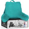 Clara Clark Bed Rest Reading Pillow with Arms And Pockets Cuscino TV in Memory Foam triturato di Alta qualità, Foglia di t, Medium