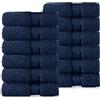 Cotton Craft - Asciugamani ultra morbidi, in puro cotone di lusso da 650 g, con fascia in rayon, facili da lavare in lavatrice, ideali per l'uso quotidiano, Cotone, Cielo notturno., WASH 12PK