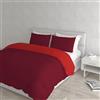 Italian Bed Linen Set Copripiumino 100% Cotone Natural Color, Made in Italy - Parure Copri Piumino - Sacco Piumone 250x200 cm con Doppia Patella e Federe Cuscino, Matrimoniale, Bordeaux/Rosso