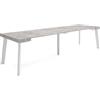Skraut Home | Consolle allungabile | Tavolo consolle allungabile | 300 | Per 14 persone | Gambe in legno | Stile moderno | Cemento
