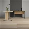 Dmora Scrivania Melisande, Scrittoio Multiuso, Tavolo per Ufficio Porta PC, Piano di Lavoro, 200x200 h75 cm, Grigio e Quercia