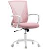 SONGMICS Sedia da Ufficio, Poltrona Girevole, Regolabile in Altezza, Inclinazione Libera, Seduta e Schienale in Rete Respirante, per Ufficio Studio, Portata di 120 kg, Rosa Gelatina OBN022R02