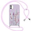 Foonary Cover con Cordino per Apple iPhone 12/Apple iPhone 12 Pro 6,1, Custodia con Laccio Collana Tracolla Aesthetic Disegni Silicone Necklace Regolabile Protettiva Corda Case per iPhone 12, Lavanda