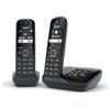 Gigaset AS690A Duo - Telefono fisso senza fili con segreteria telefonica - 2 telefoni - Nero [Versione Italiana]