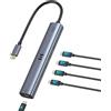 Selore&S-Global Hub video usb C tipo C 10 Gbps 5 in 1 Monitor Adattatore USBC 4K a 60Hz e 10Gbps Data, 3 porte dati USB 3.1 Gen2, 100W PD per MacBook Pro/Air M2 M1, Dell, HP