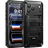 Lanhiem Cover per iPhone 17 Pro IP68 Impermeabile, Cover Metallo Antiurto Militare con Pellicola Protettiva, 360° Completa Protezione Subacquea Antipolvere Custodia per iPhone 17 Pro, Nero