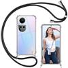 ISOI - Cover con Cordino compatibile con OPPO Reno 10 5G/Reno 10 Pro 5G, Regolabile Collana Tracolla Laccio Collo, Trasparente Custodia in Silicone TPU Morbido con Paraurti Airbag Antiurto - Nero
