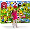 QUOKKA Lavagna Feltro per Bambino 3-5 Anni - 104x76 cm Pannello da Parete Animali Fattoria - 70 Elementi Feltro - Giochi Educativi
