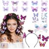 Becellen 14 Pezzi Costume Farfalla Donna Accessori, Cerchietto Farfalla Carnevale Vestito Donna, 10 Pezzi Butterfly Mollette Capelli Cerchietti Butterfly, 3 Pezzi Tatuaggi Temporanei per Carneval Hall