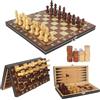 DUBUOZA Scacchiera Magnetica in Legno,3 in 1 Scacchiera Pieghevole,29x29cm Magnetici Scacchi,Scacchiere da Viaggio Fatti a Mano,per Bambini e Adulti Feste Attività di Famiglia