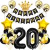Conruich Decorazioni 20 Anni Compleanno Ragazza, Palloncini 20 Anni Compleanno Ragazzi, Oro Nero Palloncino Numero 20, Banner di Buon Compleanno per 20 anni Decorazione Festa di Compleanno